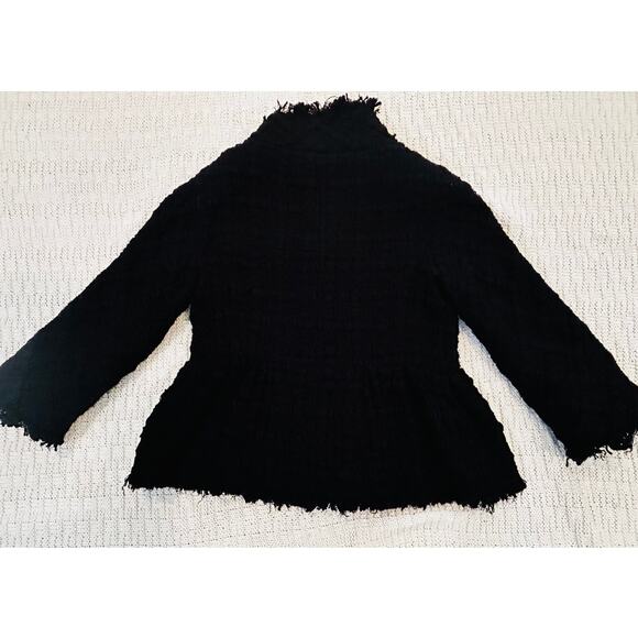 Chanel Square Button Black Tweed Jacket Blazer Skirt Suit FR 44 46 US 8 10 12 14 - Picture 2 of 15
